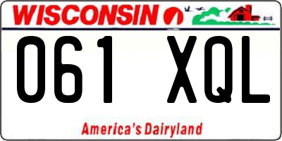 WI license plate 061XQL