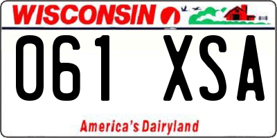 WI license plate 061XSA