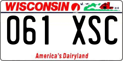 WI license plate 061XSC