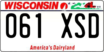 WI license plate 061XSD