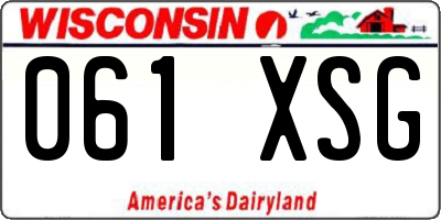 WI license plate 061XSG