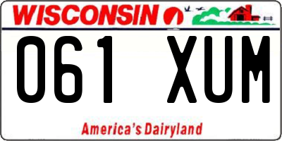 WI license plate 061XUM