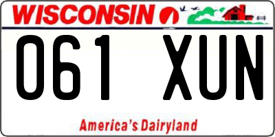 WI license plate 061XUN