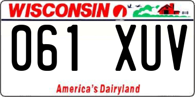 WI license plate 061XUV