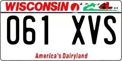 WI license plate 061XVS