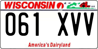 WI license plate 061XVV
