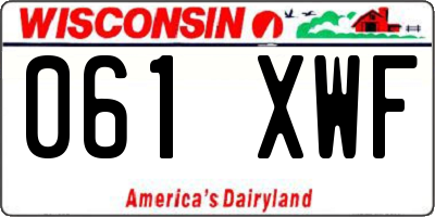 WI license plate 061XWF