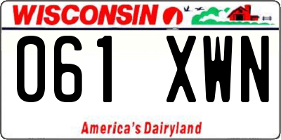 WI license plate 061XWN