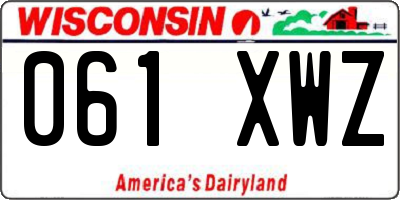 WI license plate 061XWZ