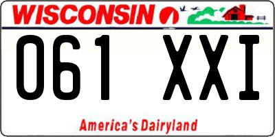 WI license plate 061XXI