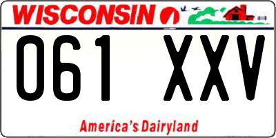 WI license plate 061XXV