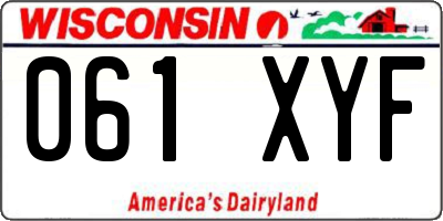 WI license plate 061XYF