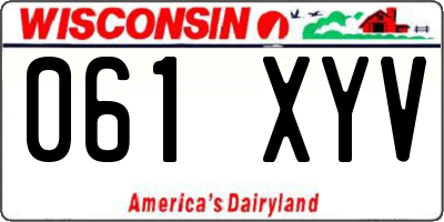 WI license plate 061XYV