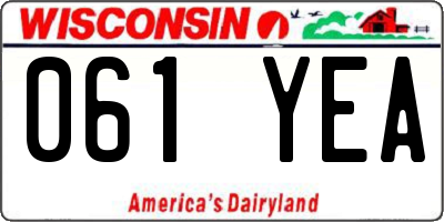 WI license plate 061YEA