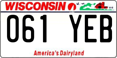 WI license plate 061YEB