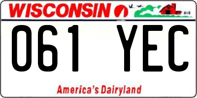 WI license plate 061YEC