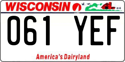 WI license plate 061YEF