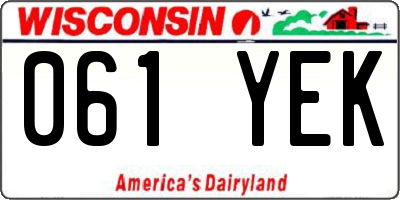 WI license plate 061YEK