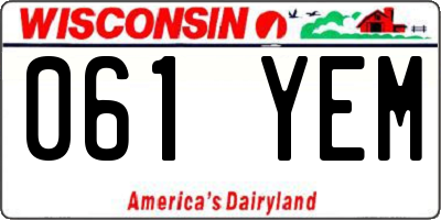 WI license plate 061YEM