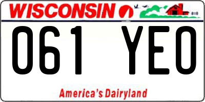 WI license plate 061YEO