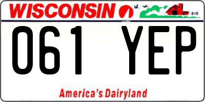 WI license plate 061YEP