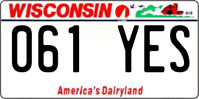 WI license plate 061YES