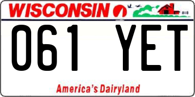 WI license plate 061YET
