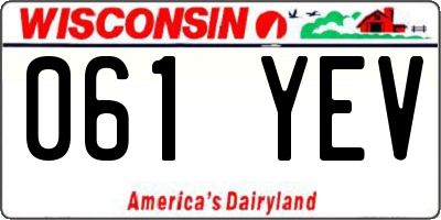 WI license plate 061YEV