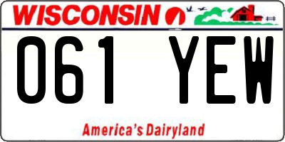WI license plate 061YEW