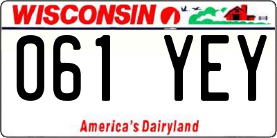WI license plate 061YEY