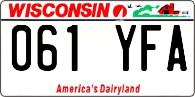 WI license plate 061YFA