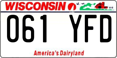 WI license plate 061YFD