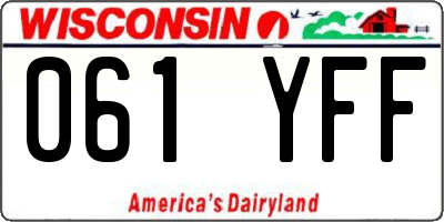 WI license plate 061YFF