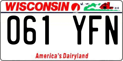 WI license plate 061YFN