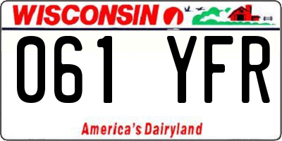 WI license plate 061YFR