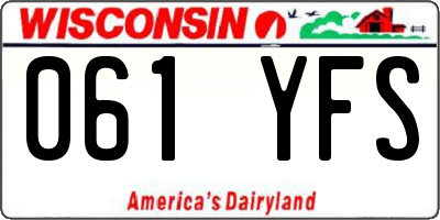 WI license plate 061YFS