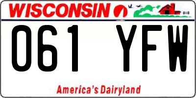 WI license plate 061YFW