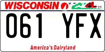 WI license plate 061YFX