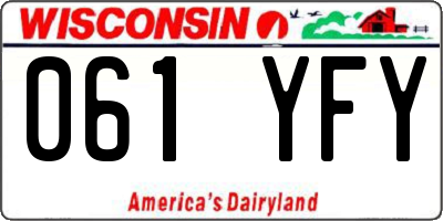 WI license plate 061YFY