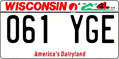 WI license plate 061YGE