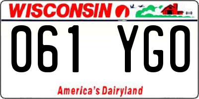 WI license plate 061YGO