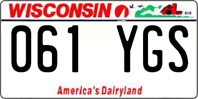 WI license plate 061YGS