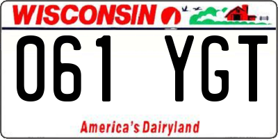 WI license plate 061YGT