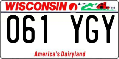 WI license plate 061YGY