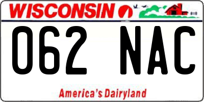 WI license plate 062NAC