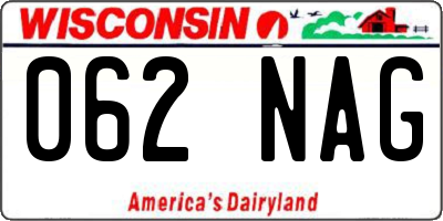 WI license plate 062NAG