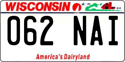 WI license plate 062NAI