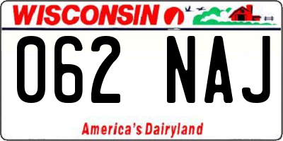 WI license plate 062NAJ