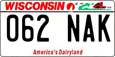WI license plate 062NAK