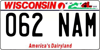 WI license plate 062NAM